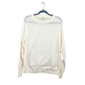 J. Crew Ivory Merino Wool Sheer Capsule‎ Wardrobe Neutral Sweater Size XL Career